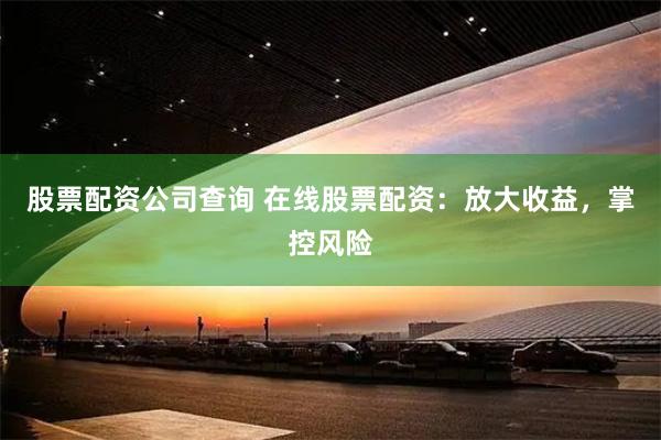 股票配资公司查询 在线股票配资：放大收益，掌控风险